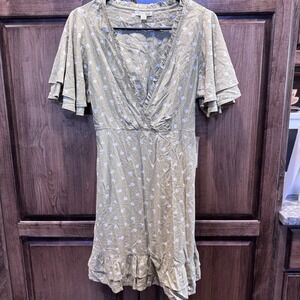 Billabong x The Salty Blonde Floral Wrap Mini Dress –‎ Olive Green, Size M, Eco